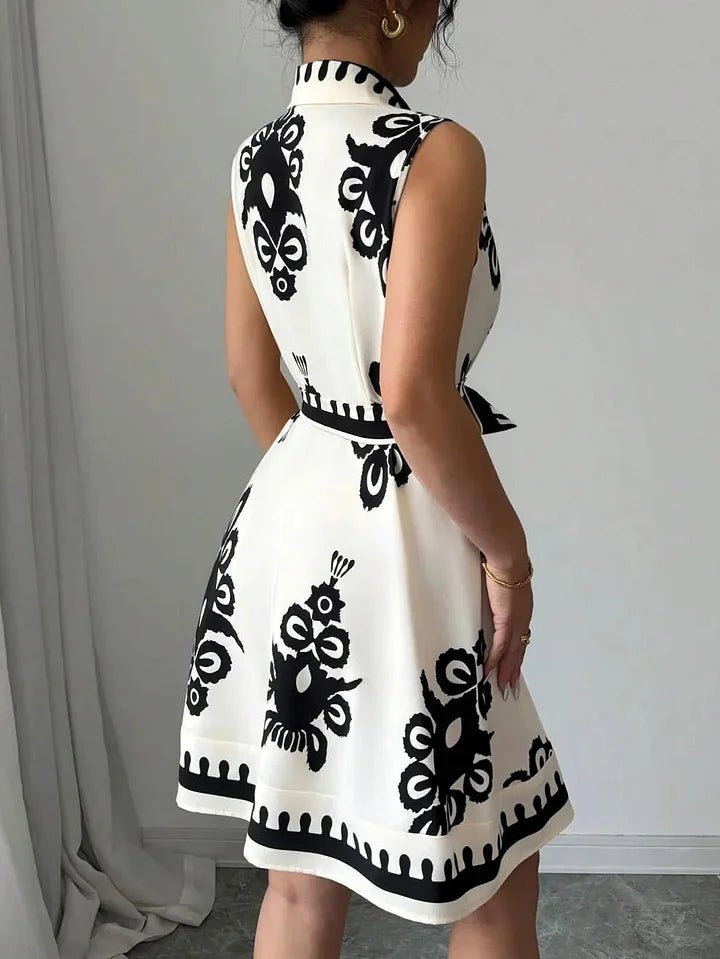 SOERA Bianca Butterfly Print Tie-Waist Midi Dress - Dresses -  Black S