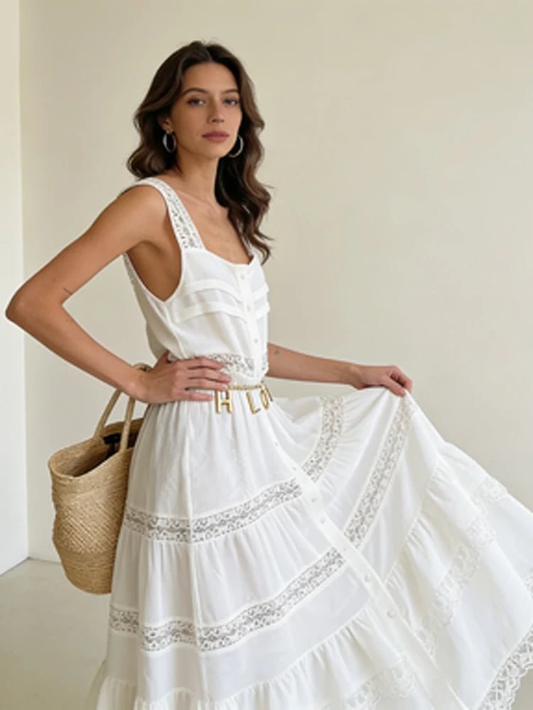 SOERA Bianca Tiered Lace Patchwork Maxi Dress - Dresses -  XS