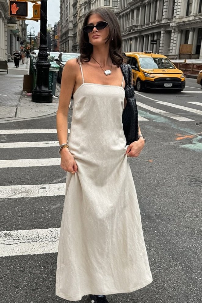 SOERA Charmaine Square Neck Loose - Fitting Maxi Dress - Dresses - uz1775516058237034244 Beige S