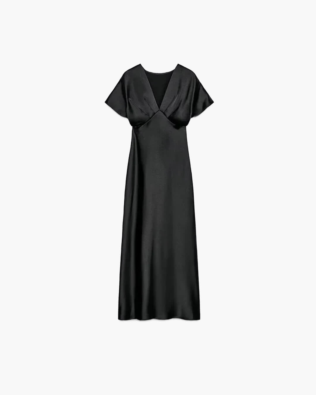 SOERA Janna V Neck Satin Midi Dress - Dresses - 1005009335625629-;NS1771345061657534116 Black L