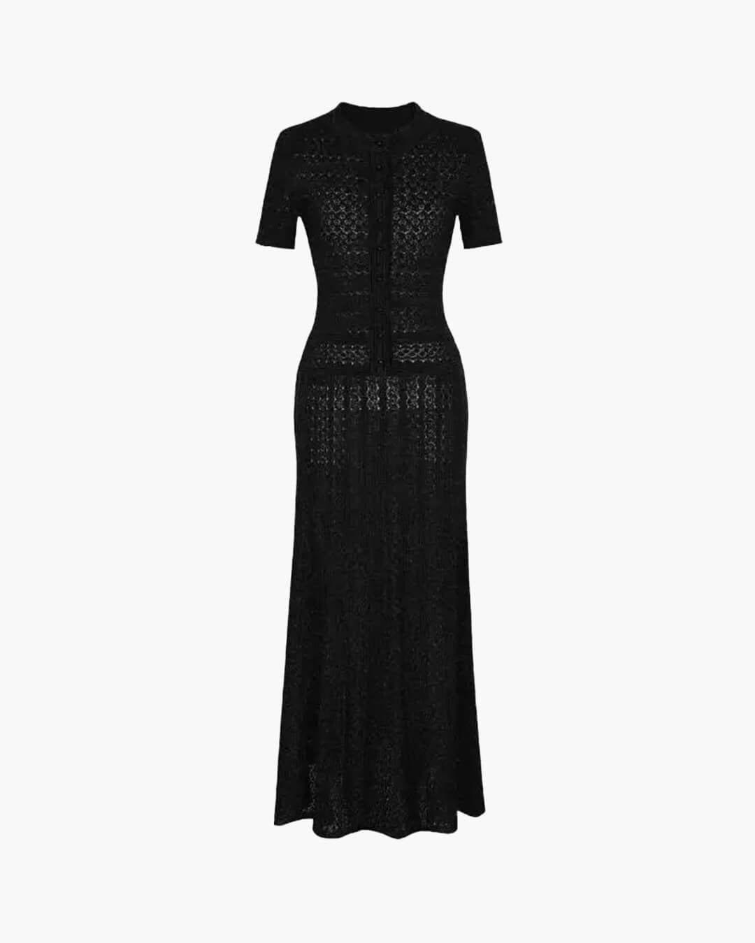 SOERA Jeriza Knitted Half - Button Midi Dress - Dresses -  Black S