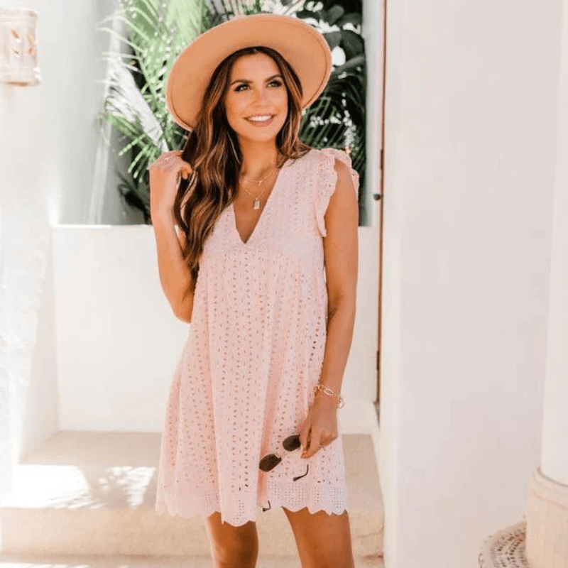 SOERA Regine V Neck Sleeveless Mini Dress - Dresses - BD1776061224027716712 Pink S