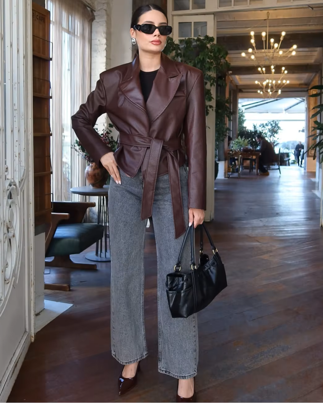 Emily Lace-Up Vegan Leather Jacket