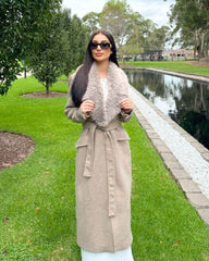 Flora Faux Fur Collar Maxi Coat