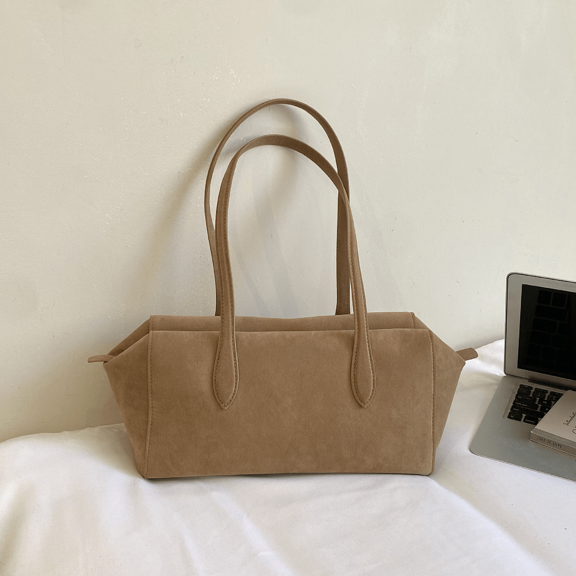 SOERA Claudine Faux Suede Shoulder Bag - Handbags - 1005010148488406-;CP1775590141467445868 Beige One Size