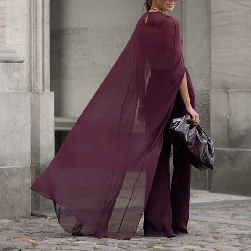 SOERA Beatrice Polka Dot High - Low Cover - Up Cape - Jacket -  Burgundy