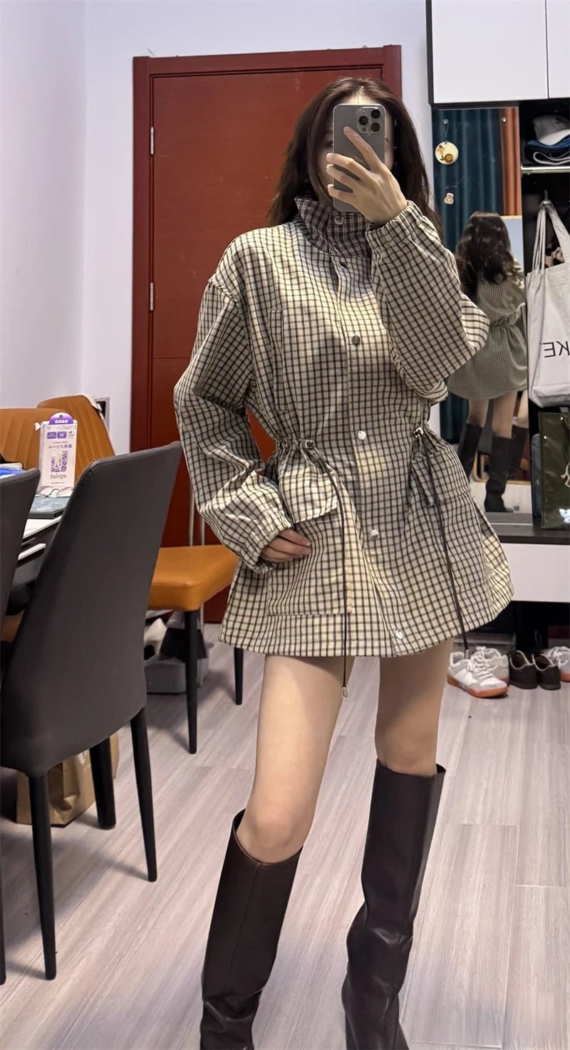 SOERA Ellen High-Neck Plaid Jacket - Jacket - SOERA-690371-GRE-XS-42051 XS