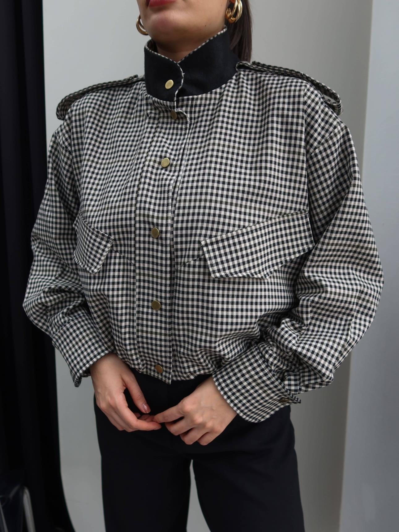 SOERA Emma High Neck Checked Bomber Jacket - Jacket - SOERA-331395-ONL-XS-68451 XS