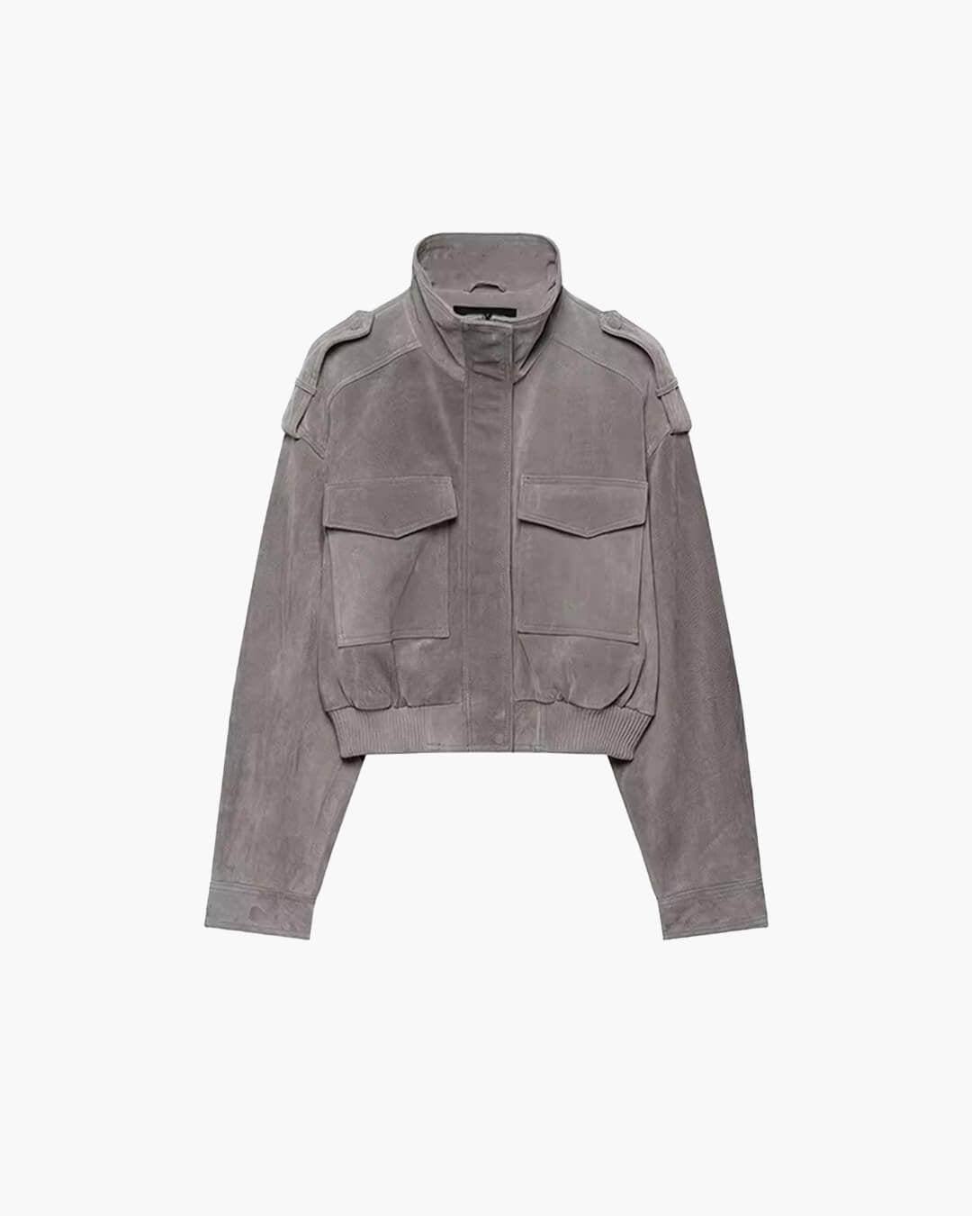 SOERA Evelyn Faux Suede Cropped Jacket - Jacket - SOERA-414467-GRE-M-27971 Grey M
