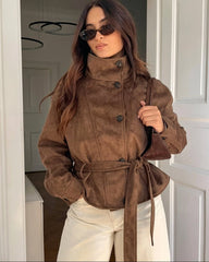 Rebecca Faux Suede Lace Up Jacket