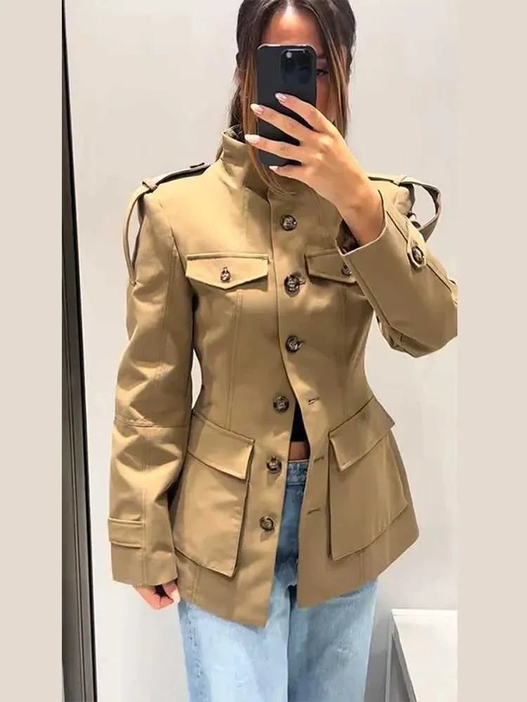 SOERA Rebecca Tailored Stand Collar Jacket - Jacket - SOERA-445955-DBE-XS-64227 Beige XS