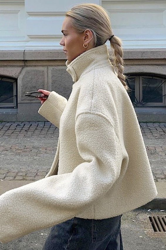 SOERA Arabel Stand Collar Cropped Coat - Jackets - fj1765731916179325470 Beige S