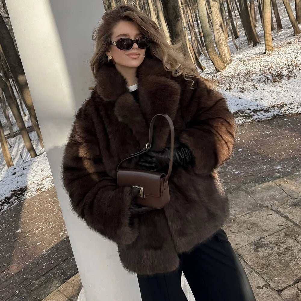 SOERA Delilah Lace Up Faux Fur Coat - Jackets - 3256809904626524-;Ir1766488746347304311 Coffee M