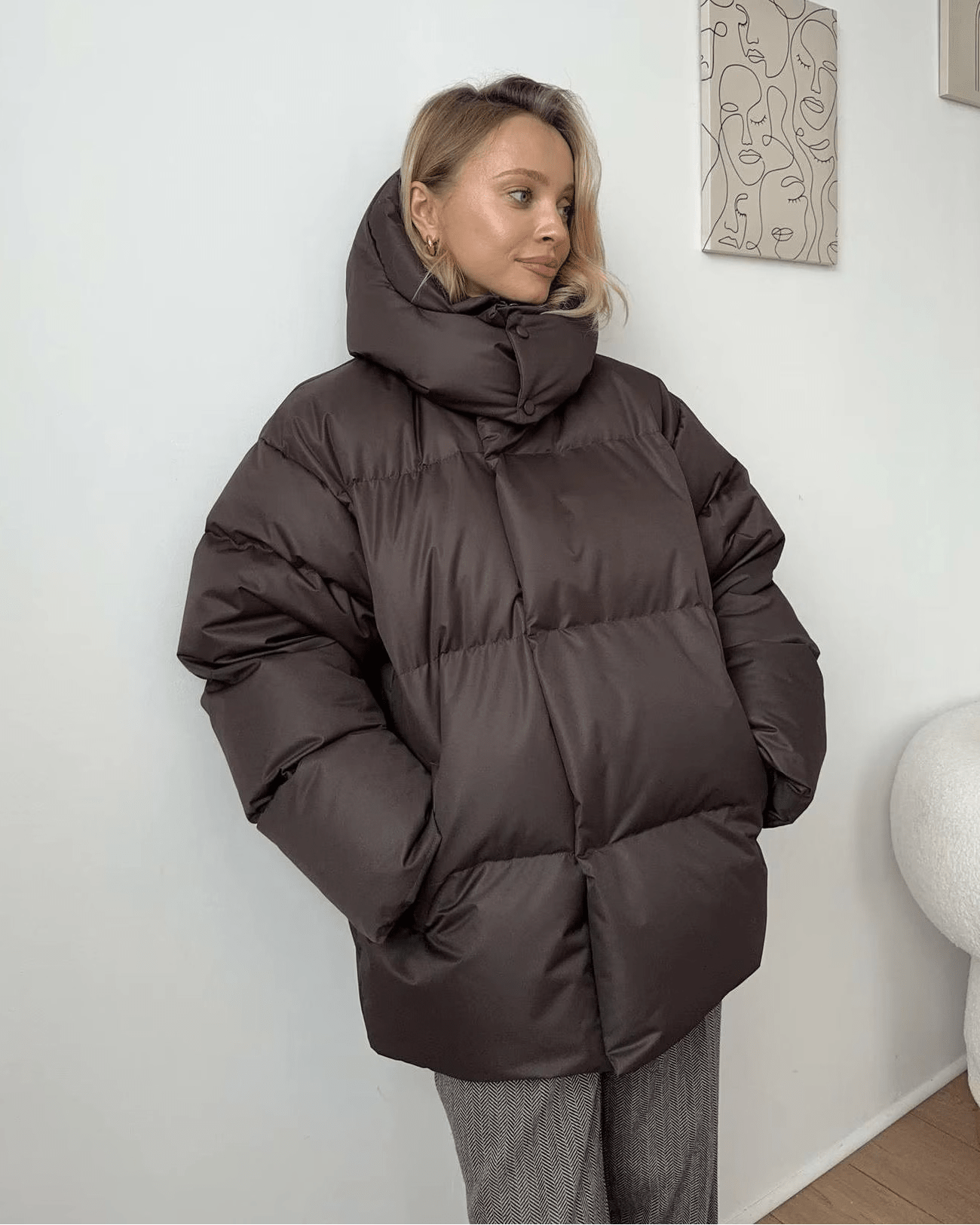 SOERA Ellie Oversized Hooded Puffer Jacket - Jackets - SOERA-937219-BRO-S-06883 Coffee S