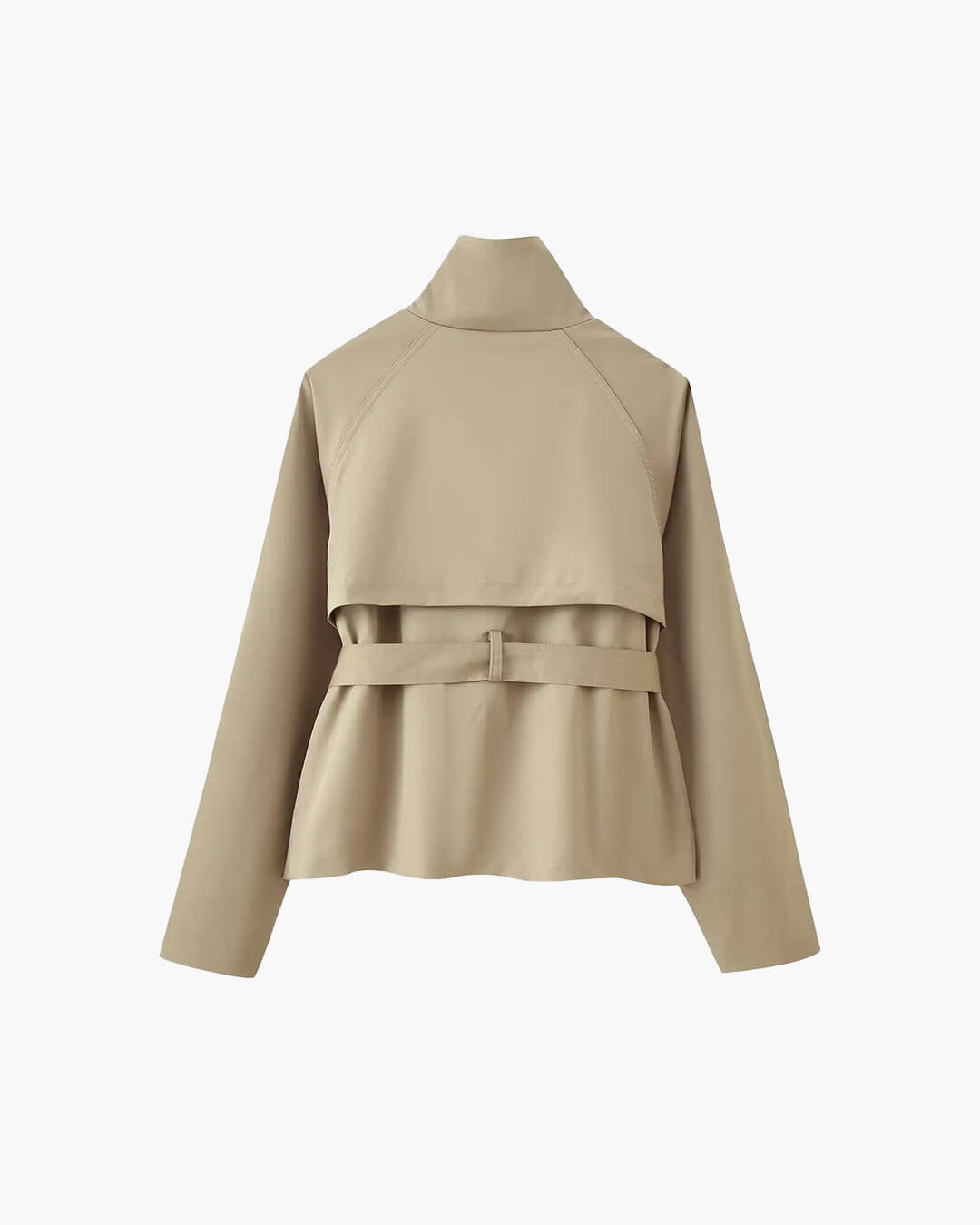 SOERA Kara Stand Collar Belted Crop Trenchcoat - Jackets - 1005009693239722-;KU1771494648618955528 Olive XS