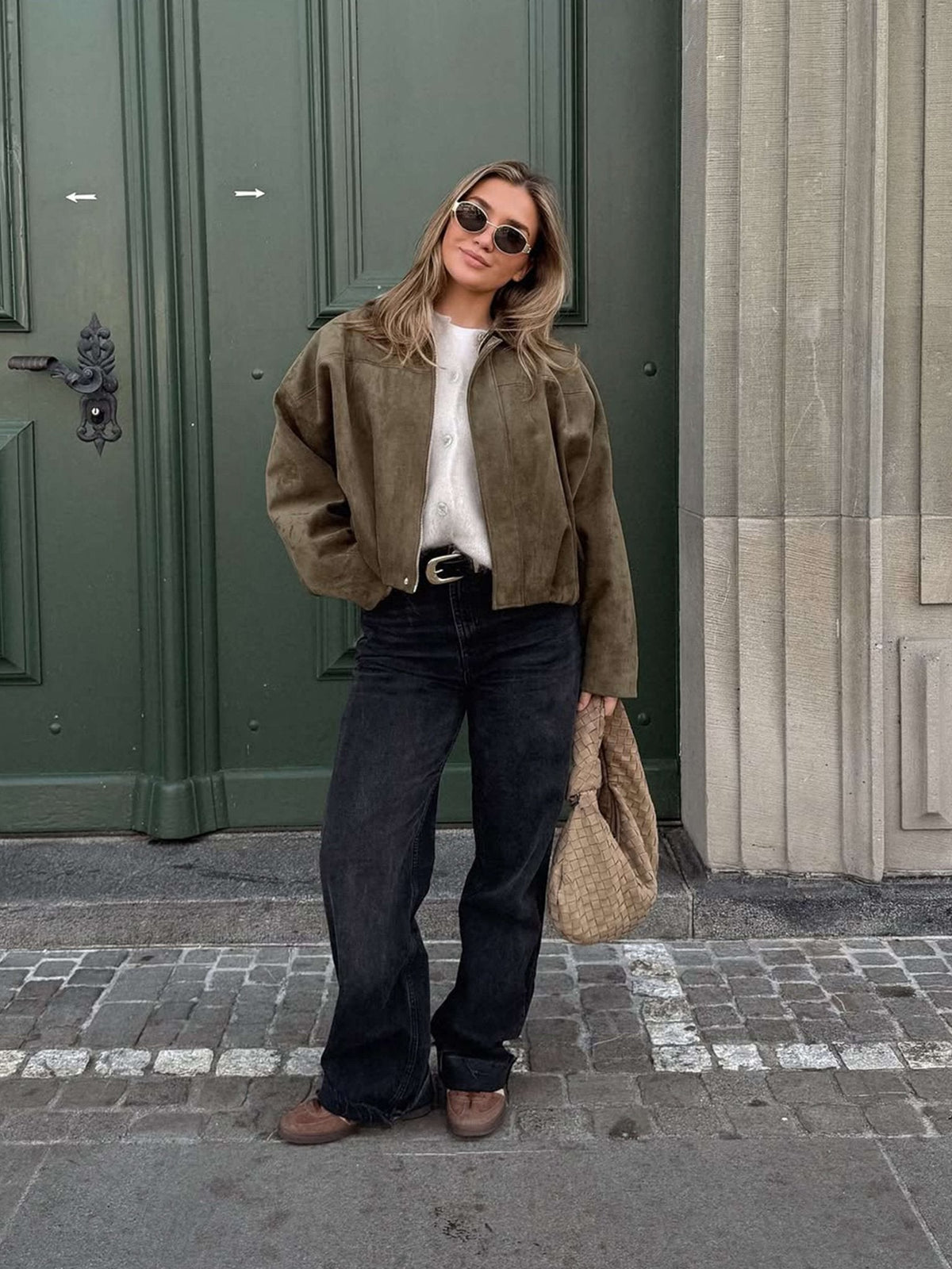 Katherine Faux Suede Bomber Jacket
