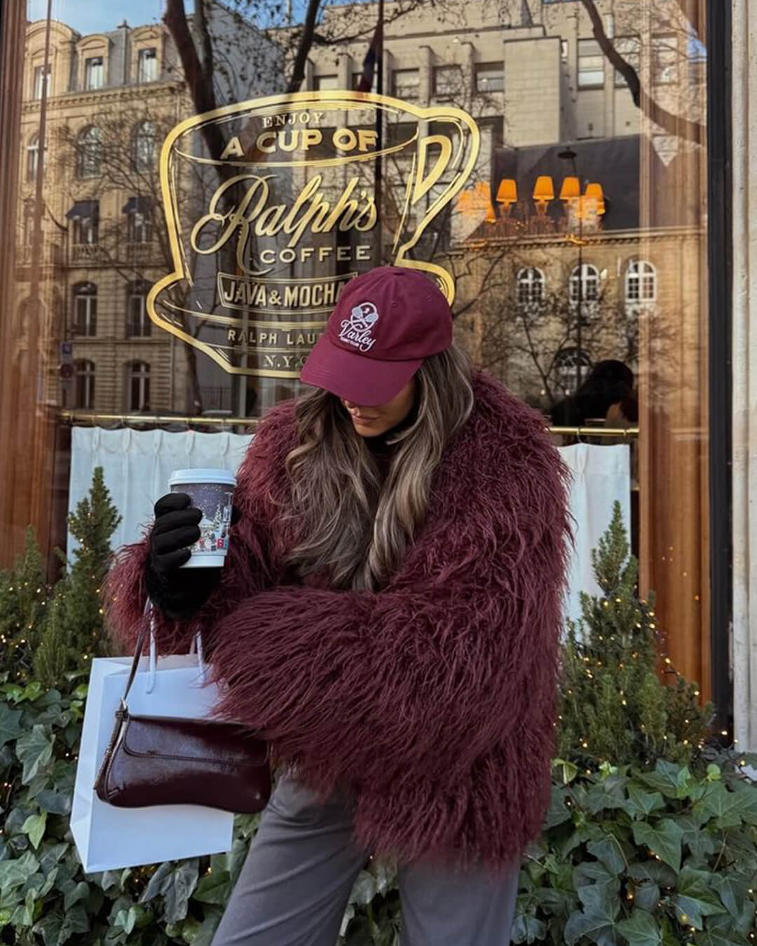 SOERA Liza Fuzzy Faux Fur Coat - Jackets - oW1764442362181276864 Burgundy M