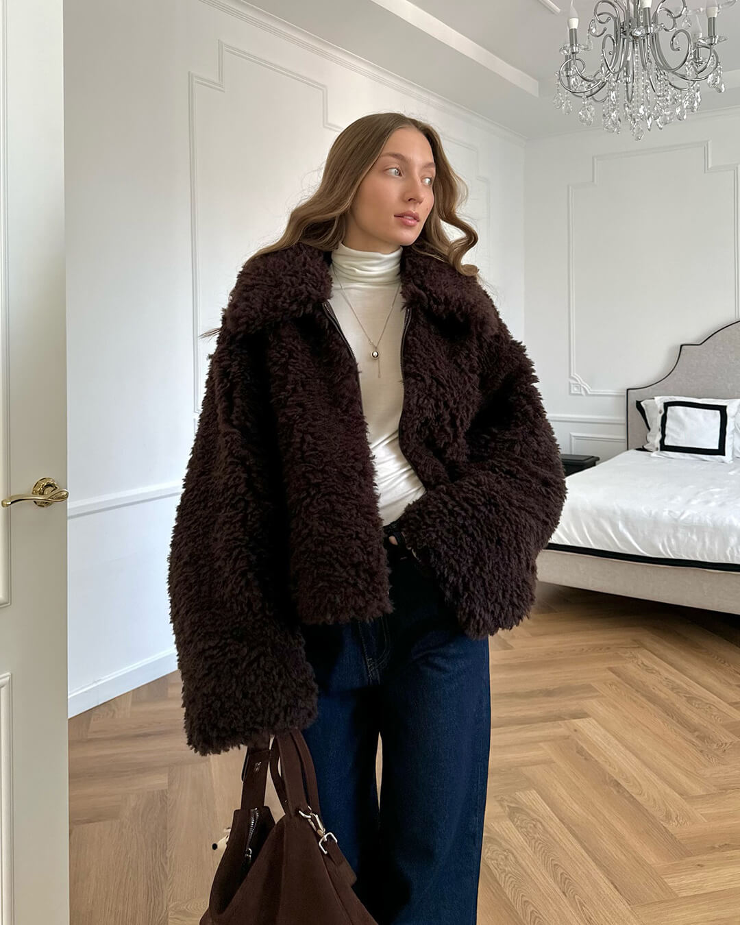 SOERA Porsha Faux Fur Teddy Jacket - Jackets - 3256809998082516-;xF1763625122410447632 Dark Brown M