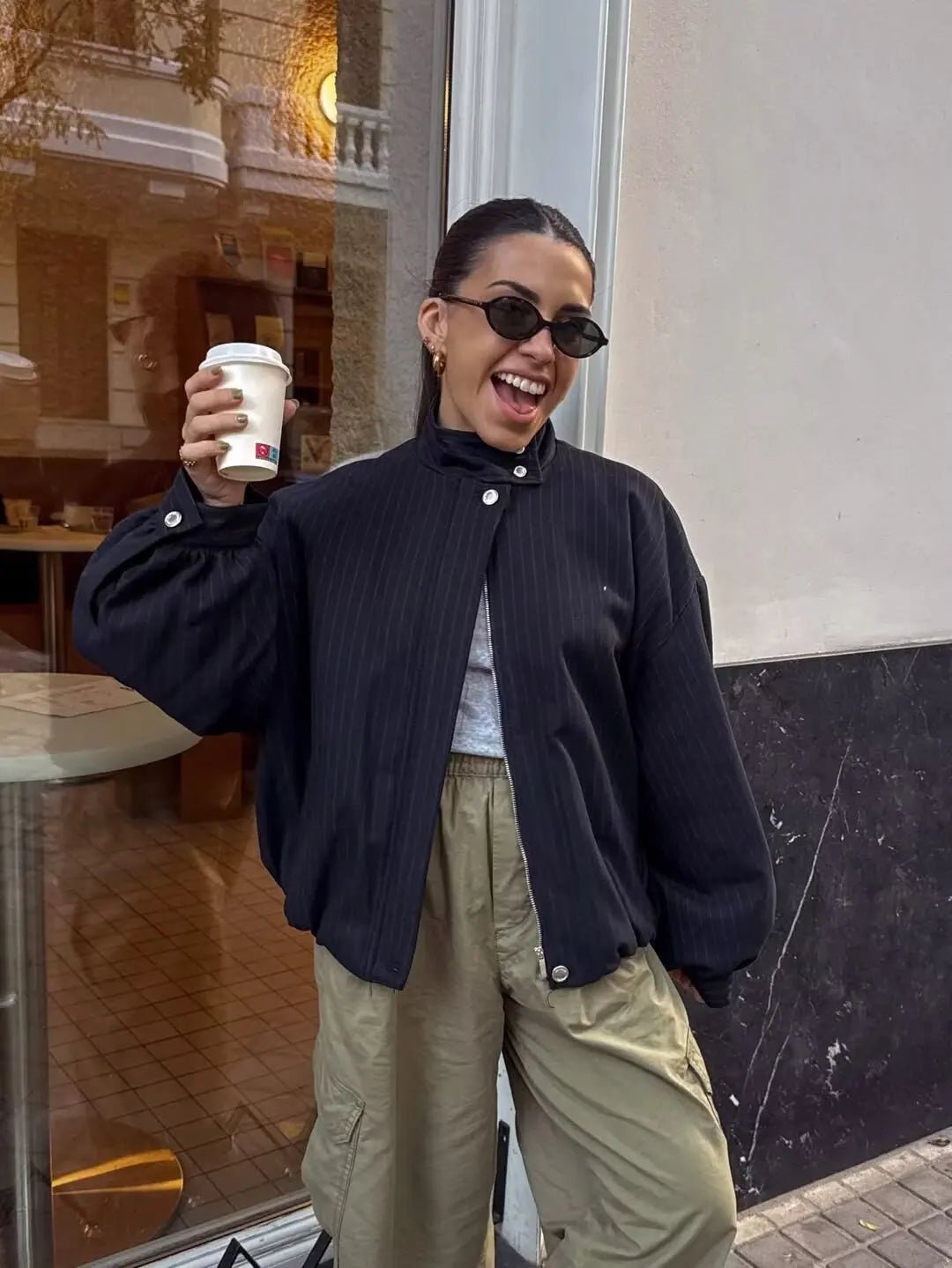 SOERA Selena Striped Stand Collar Jacket - Jackets - 1005010582296121-;xm1775031590525319311 XS