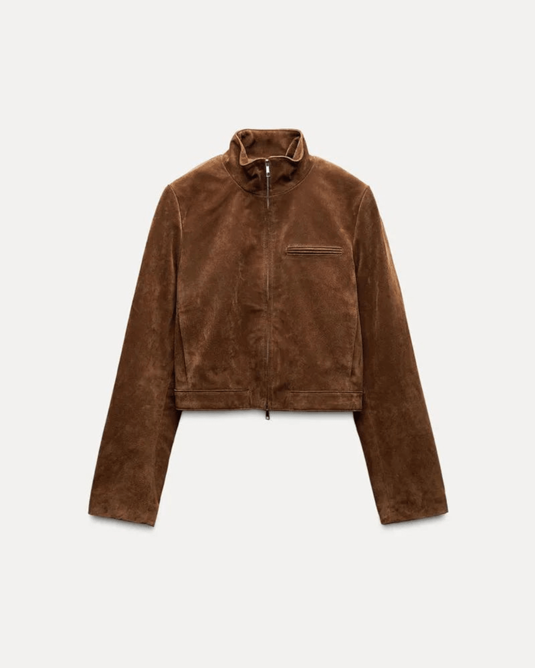 SOERA Yza Suede Cropped Bomber Jacket - Jackets - uM1774004001185189486 Brown S