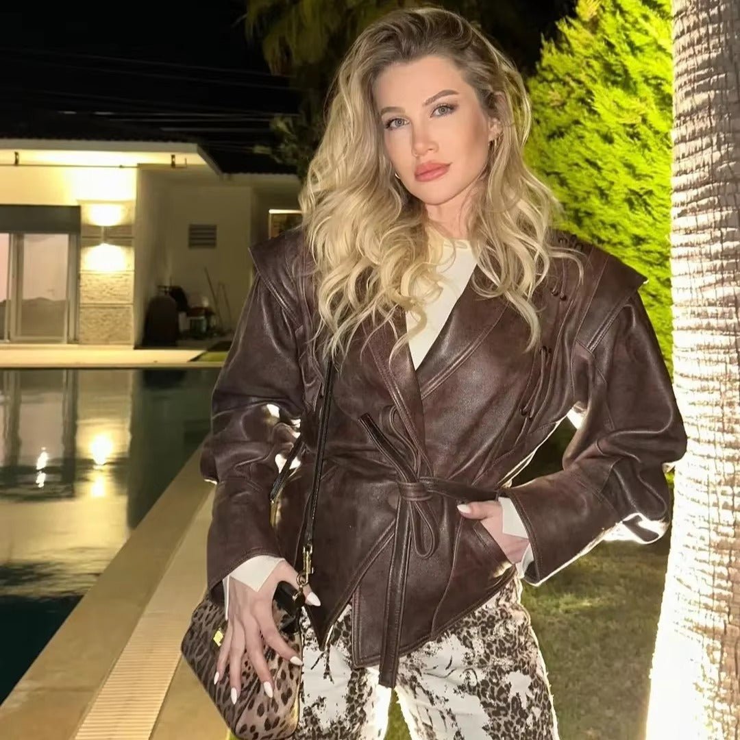 SOERA Zyra Biker Leather Jacket - Jackets -  Brown L