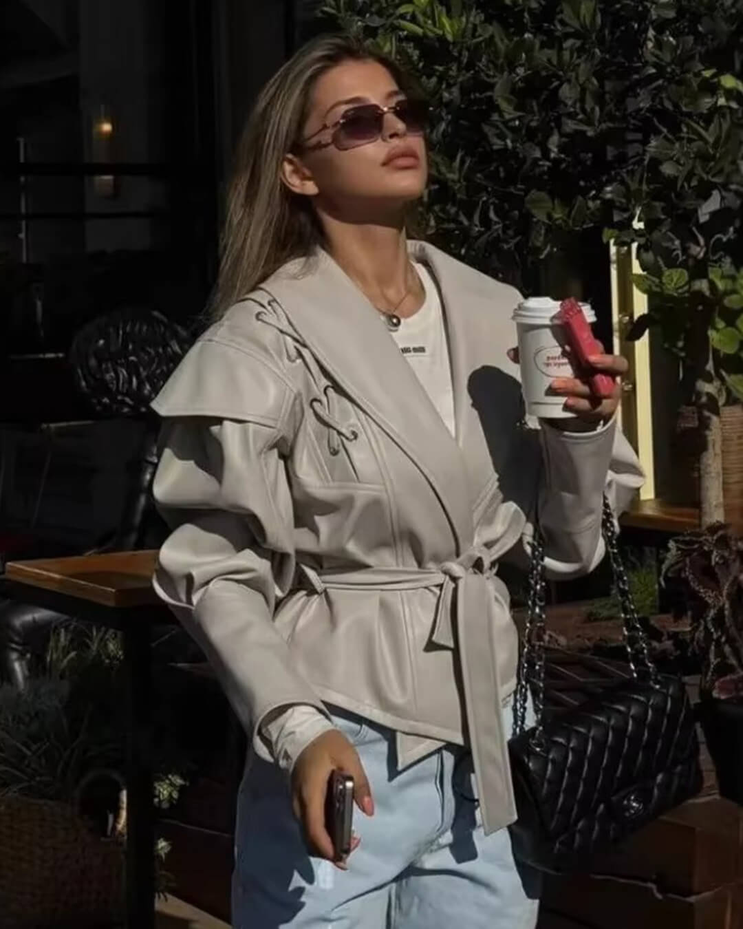 SOERA Zyra Biker Leather Jacket - Jackets -  White S