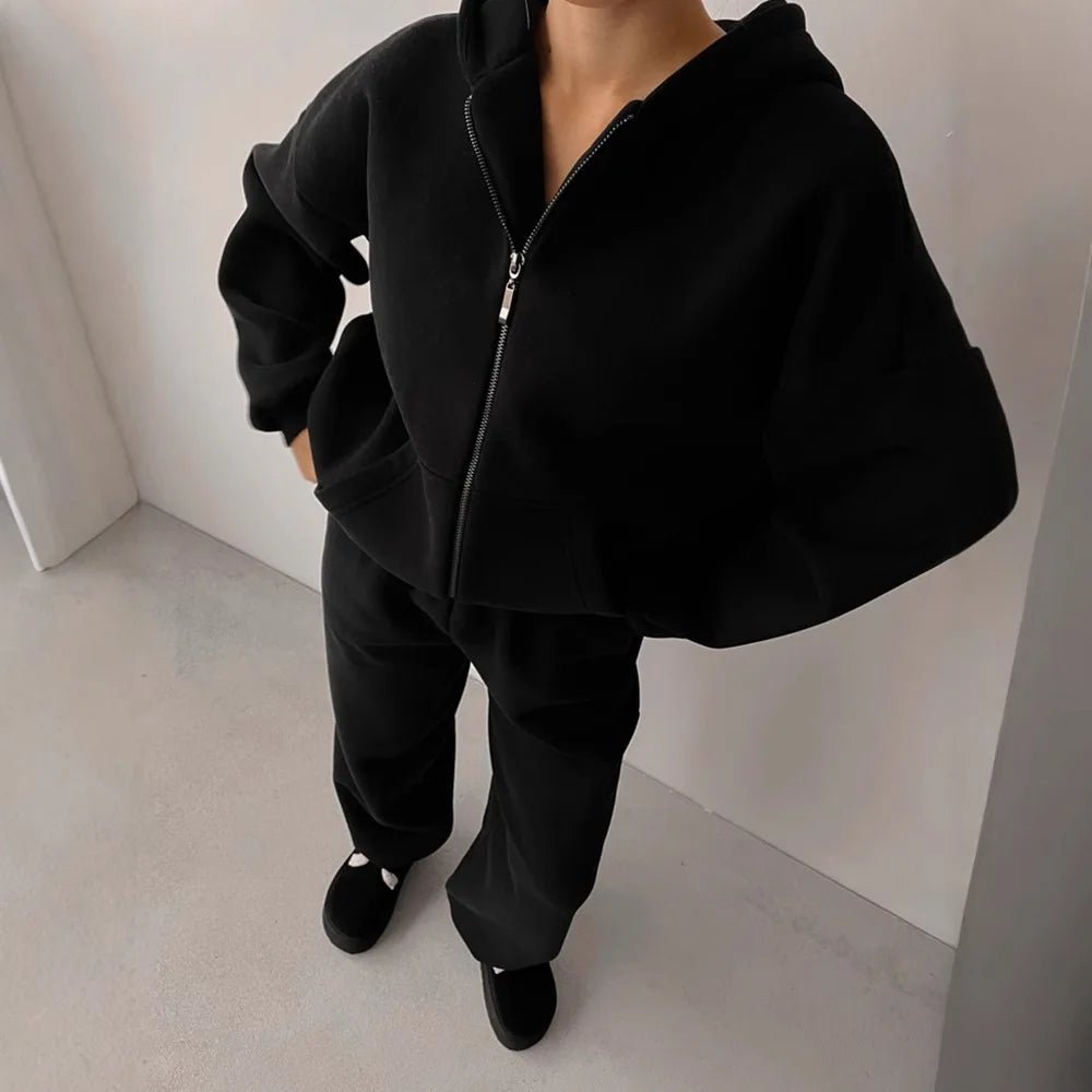 SOERA Cecilia Oversized Hoodie Track 2 Piece Set - Matching Sets -  Black S