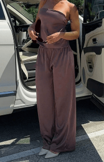 SOERA Felicity Bandeau Pants Satin Suit - Matching Sets - 1005008922806118-;ej1774012026431317000 M