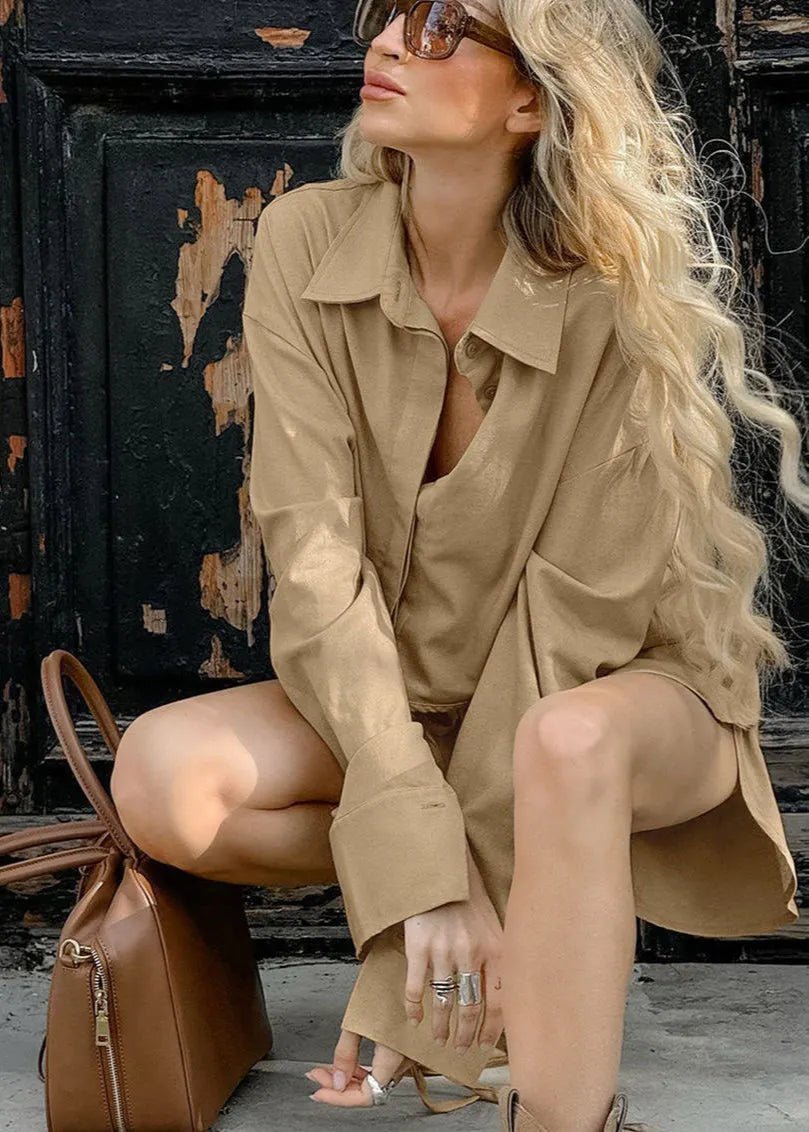 SOERA Gabrielle Cropped Shirt & Drawstring Shorts Set - Matching Sets -  L