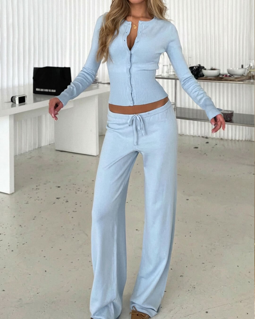 SOERA Jamilla Knit Two piece Set - Matching Sets - 1005010323554935-;mk1769414233622912530 Blue S