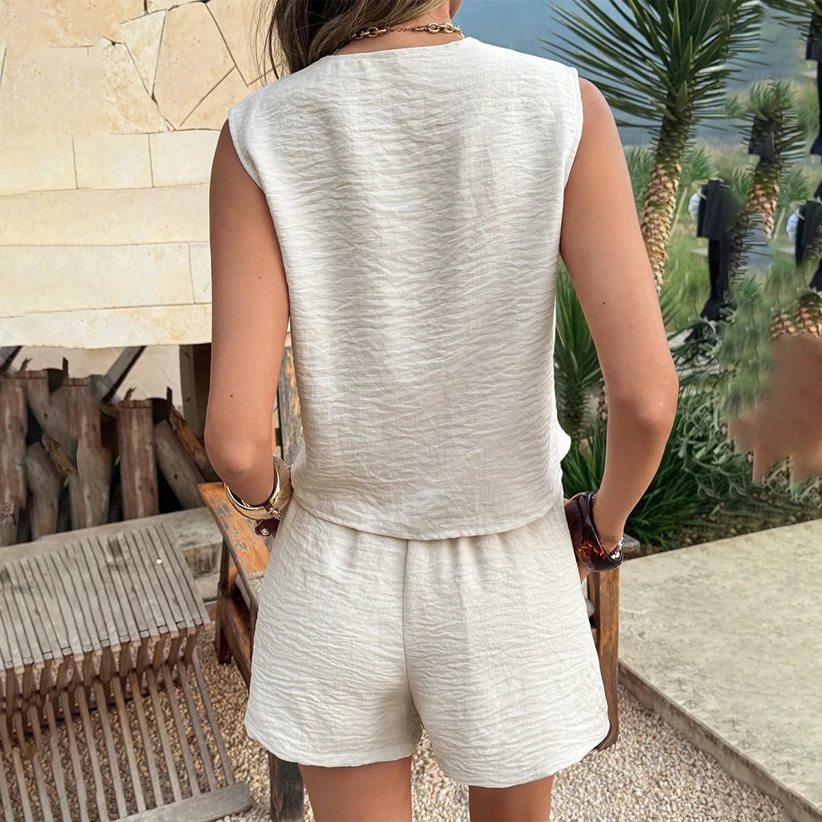 SOERA Nia Two-Piece Sleeveless Lounge Set - Matching Sets -  White S