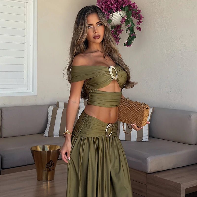 SOERA Sienna Two-Piece Crop Set - Matching Sets - SOERA-676419-A-L-23363 Green L