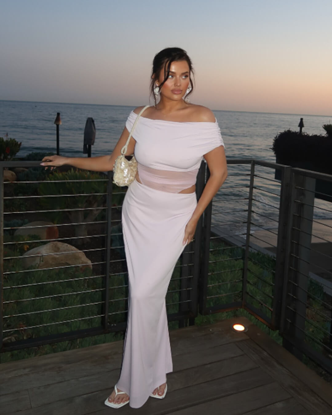 Shiela Ruched Mesh Maxi Dress