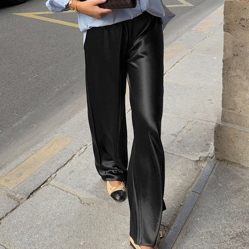 SOERA Cameron Satin Flare Leg Pants - Pants - SOERA-926915-BLA-S-78307 Black S