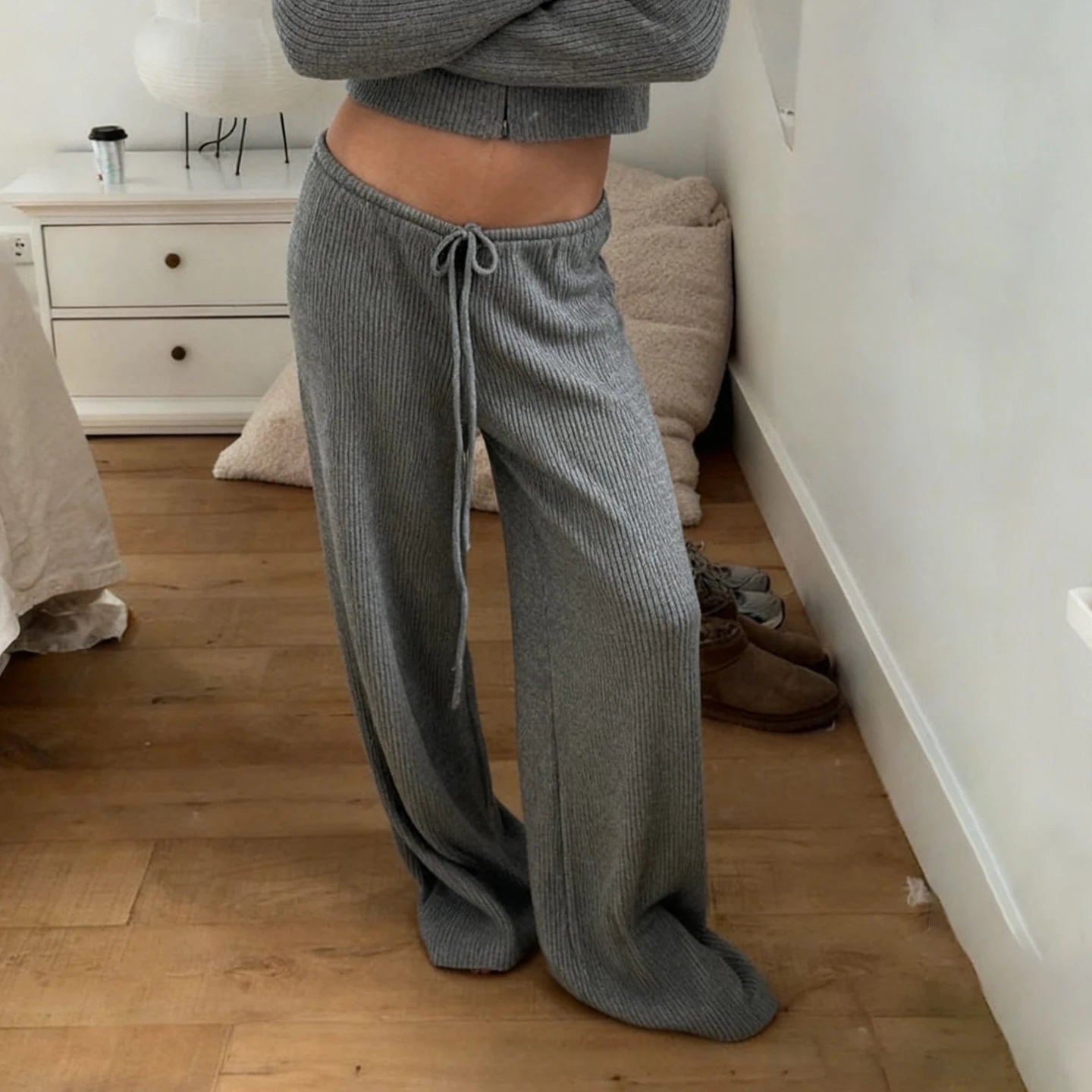 SOERA Lorena Knitted Lounge Pants - Pants - 1005010265045200-;Fu1774012026644278015 Gray S