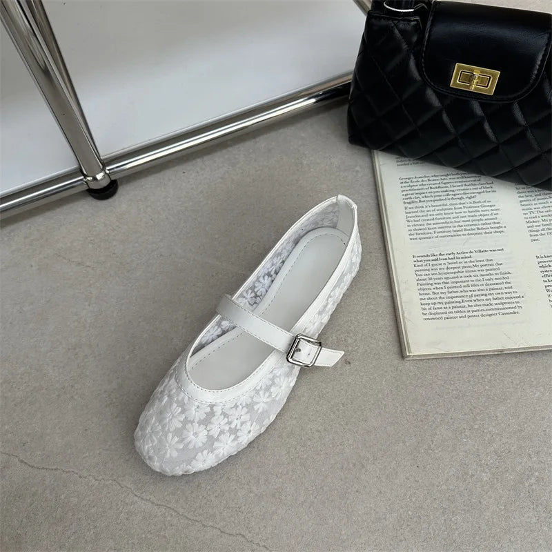 SOERA Helen Mesh Mary Jane Ballet Flats - Shoes - 1005010714131580-;Mu1769140528172038265 Blue 40