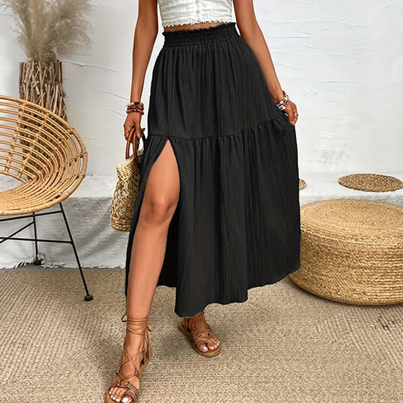 SOERA Maia Bohemian Midi Ruffle Skirt - Skirt -  Black M
