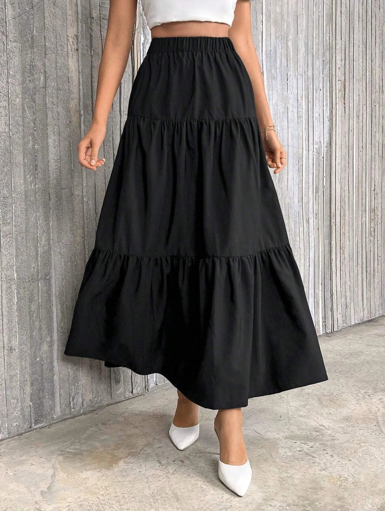 SOERA Idalia High Waist Flounce Hem A-Line Skirt - Skirts -  Black XS