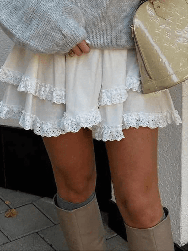 SOERA Kyrie Ruffled Trim Layered Mini Skirt - Skirts - 1005007225143184-;JD1771582048698827484 S