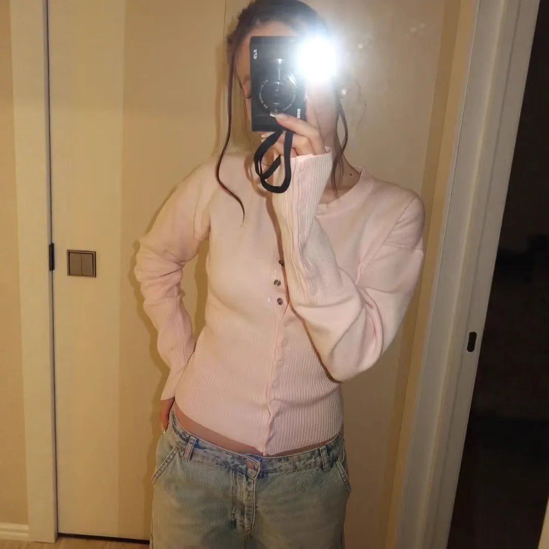 SOERA Catherine Buttoned Slim Cardigan - Sweaters & Cardigans - 1005010516766962-;iT1774012032137782130 Pink L