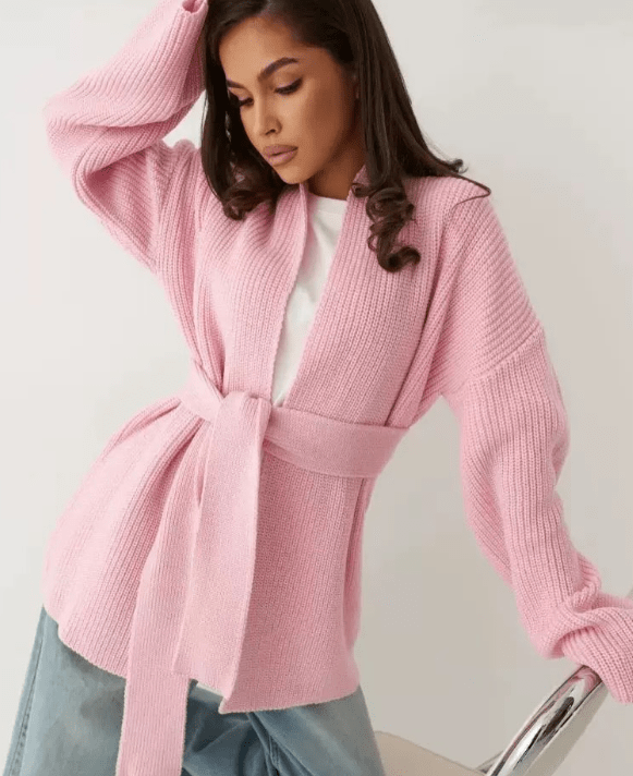 SOERA Georgine Belted Wrap Cardigan - Sweaters & Cardigans - rU1768690473141854841 Pink S