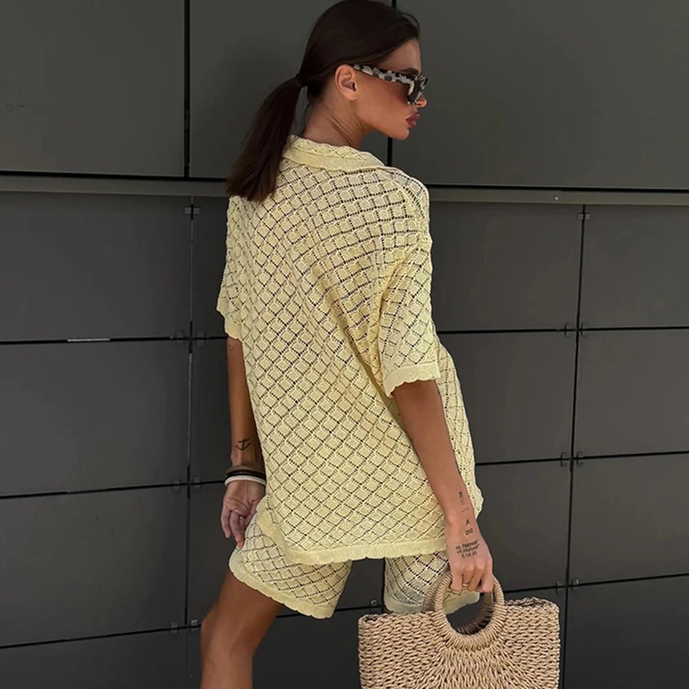 SOERA Selene Knit Cardigan Shorts Set - Sweaters & Cardigans -  Yellow S