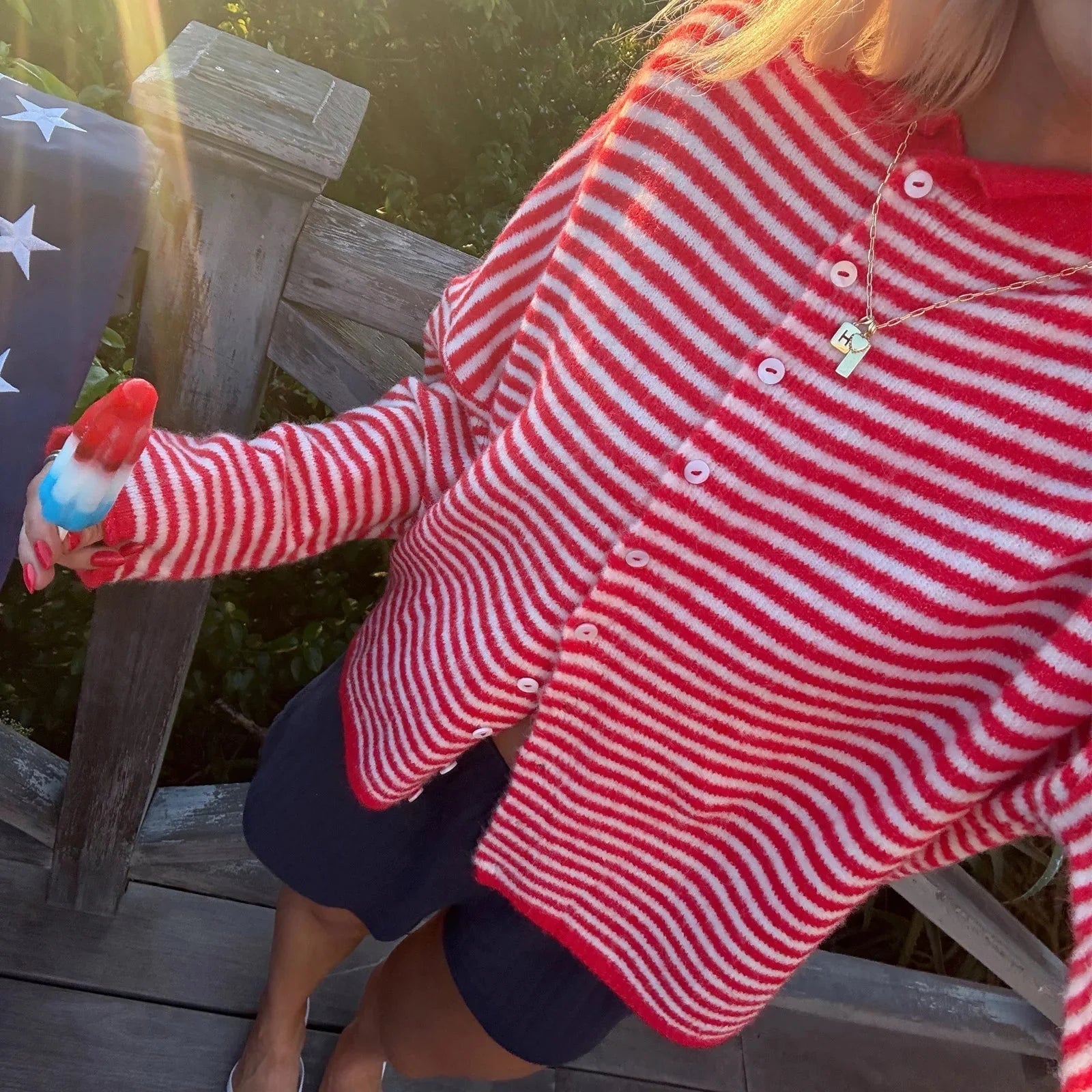 SOERA Sofia Striped Cardigan - Sweaters & Cardigans -  Brown S