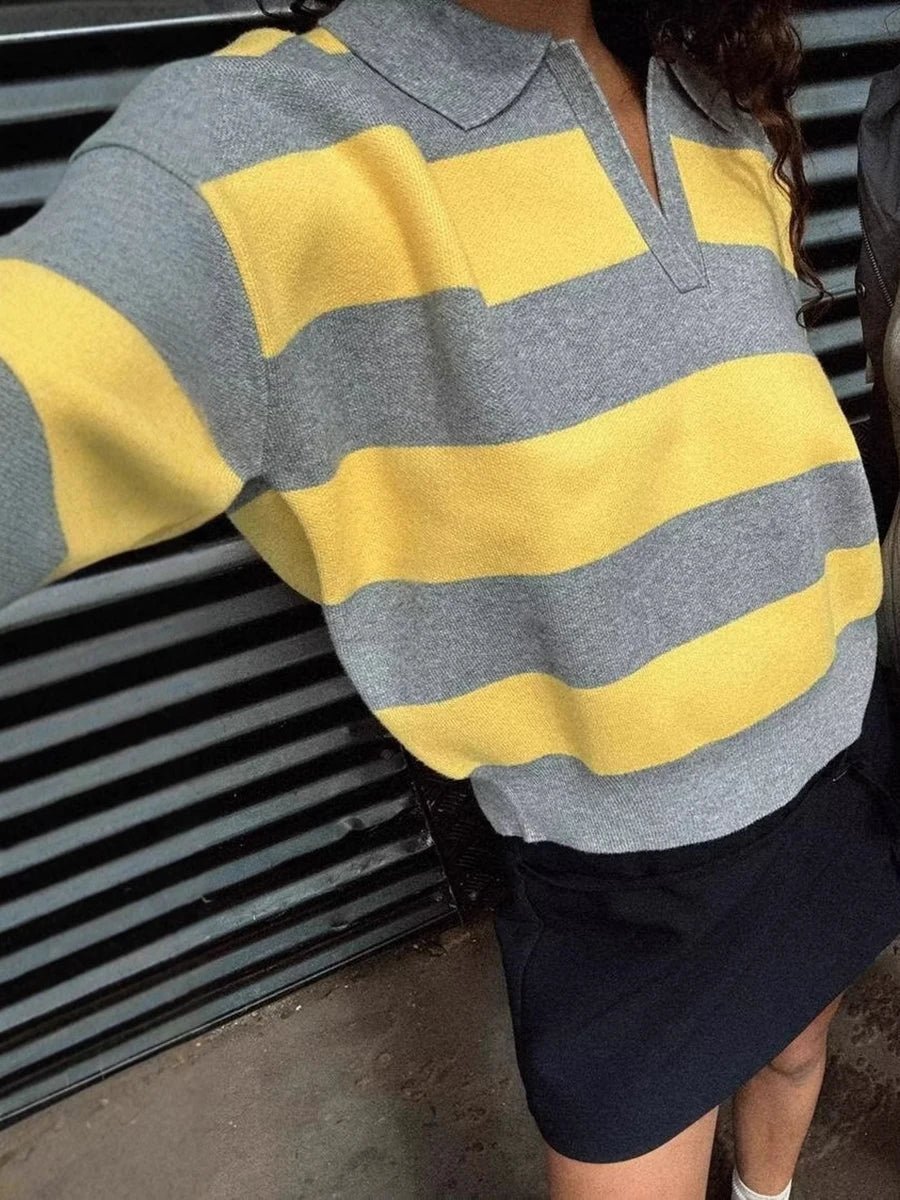SOERA Una Striped Knitted V-Neck Pullover - Sweaters & Cardigans -  S