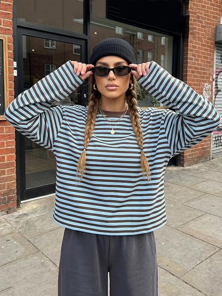 SOERA Vivien Striped Oversized Knit Sweater - Sweaters - SOERA-362307-TUR-XS-40067 Turquoise XS