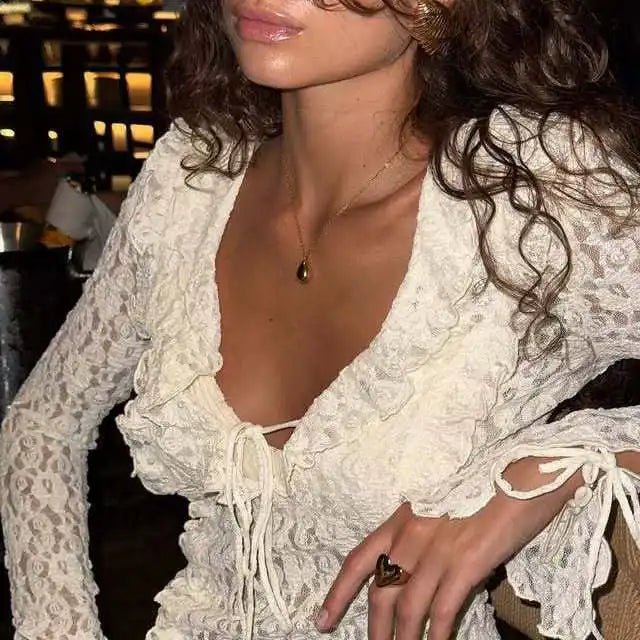 SOERA Mary Layered Lace Collar Top - Top - SOERA-443843-WHI-S-98243 White S