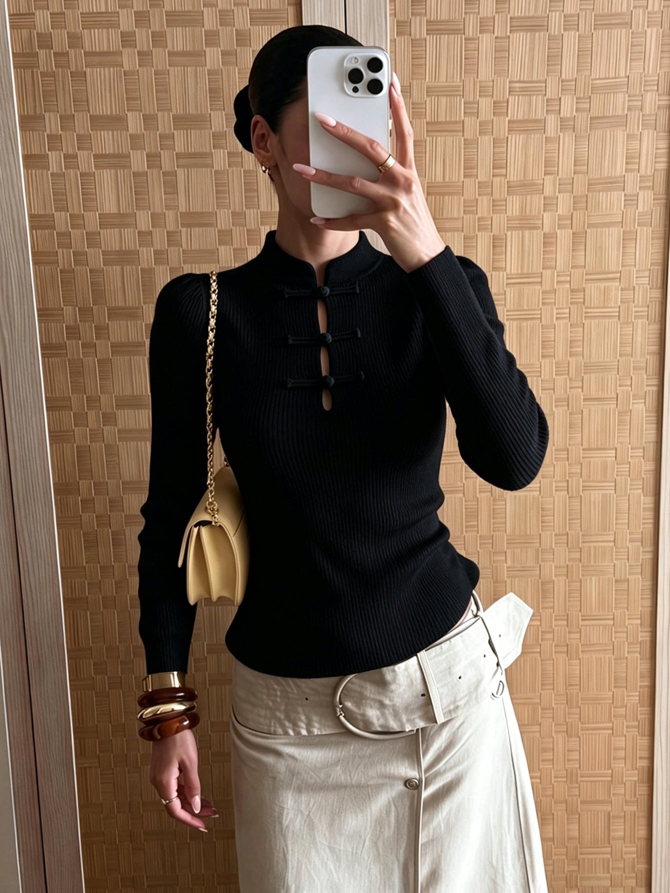 SOERA Sandra Mandarin Collar Ribbed Knit Top - Top - SOERA-484355-BLA-XS-70499 Black XS