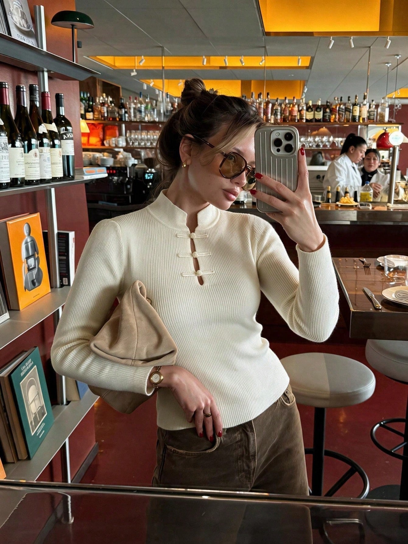 SOERA Sandra Mandarin Collar Ribbed Knit Top - Top - SOERA-484355-WHI-M-08355 White M