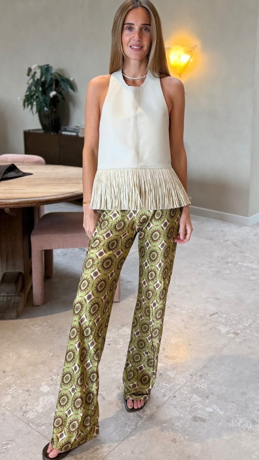 SOERA Sierra Faux Leather Fringe Halter Top - Top - SOERA-914499-L-WHITE-33571 White L