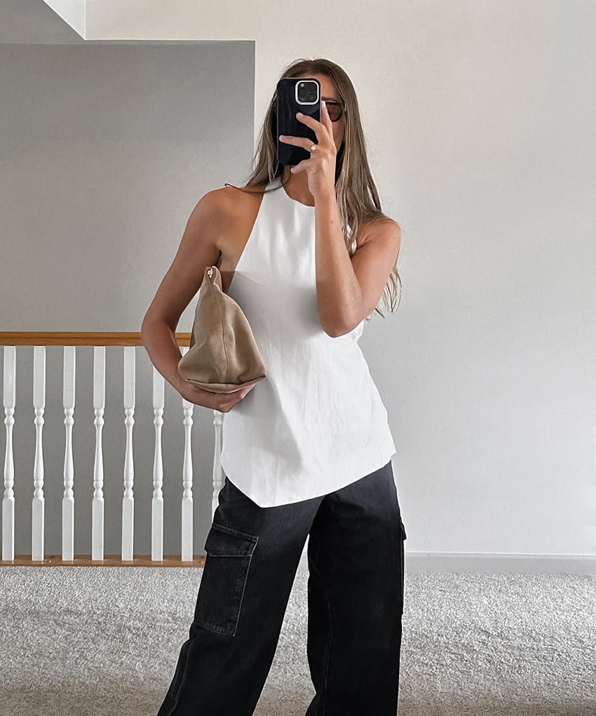 SOERA Daphne Halter Neck Backless Top - Tops - zl1770344797579202851 S